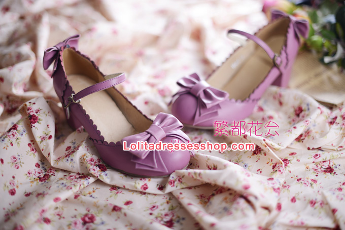 Double Bow PU Lolita Shoes