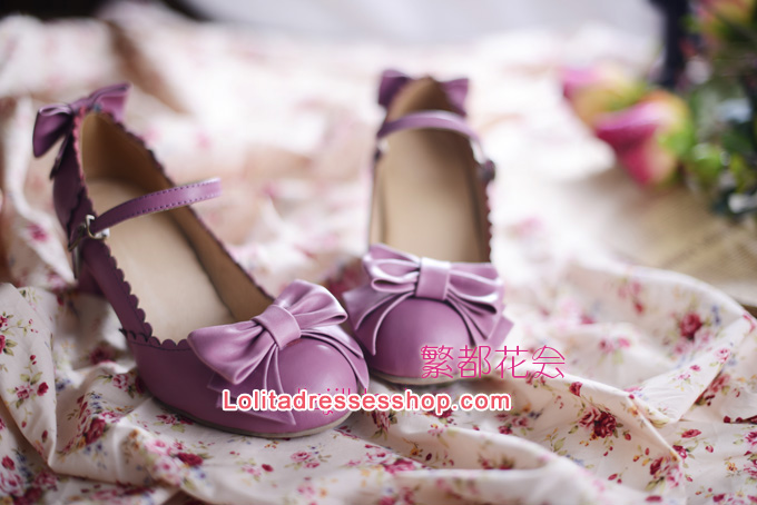 Double Bow PU Lolita Shoes