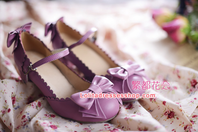 Double Bow PU Lolita Shoes