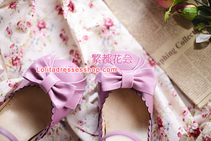 Double Bow PU Lolita Shoes