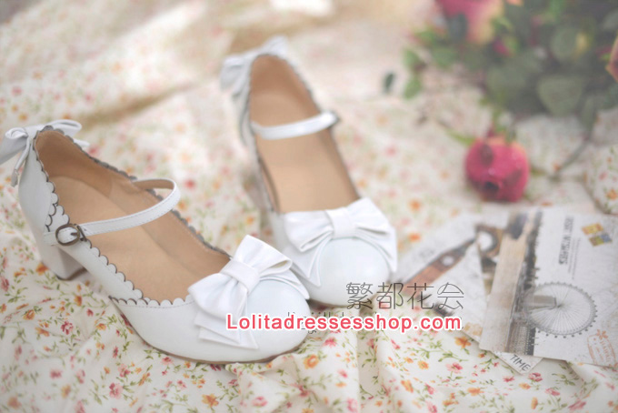 Double Bow PU Lolita Shoes