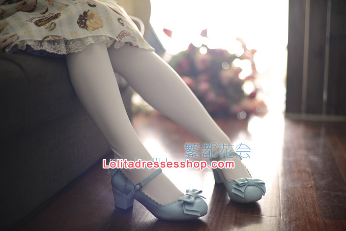 Double Bow PU Lolita Shoes