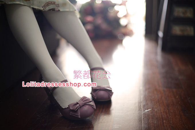 Double Bow PU Lolita Shoes