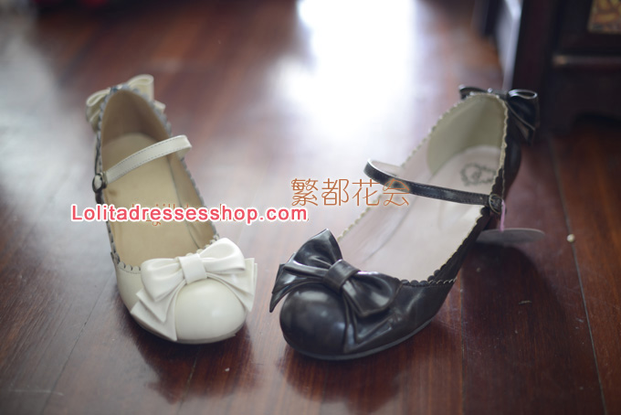 Double Bow PU Lolita Shoes