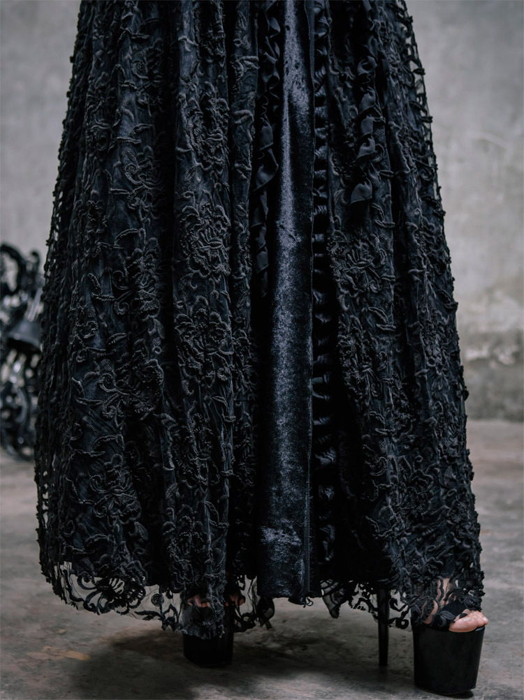 Dark Witch Gothic Long Bubble Skirt