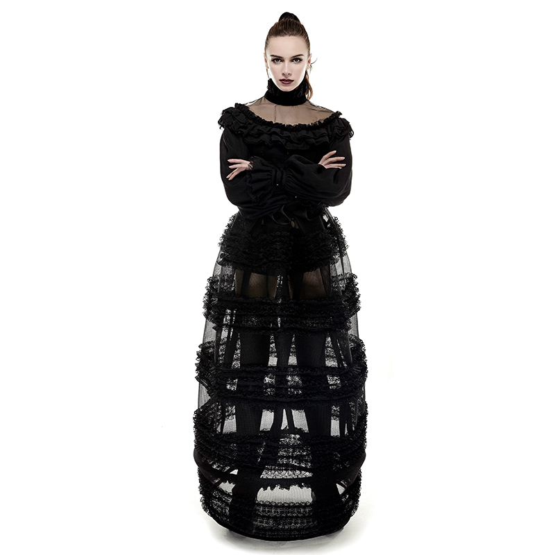 Gothic Steampunk Lace Loose See-through Dress