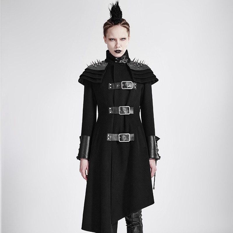 Punk Rock Autumn Winter Medium Long Gothic Windbreaker