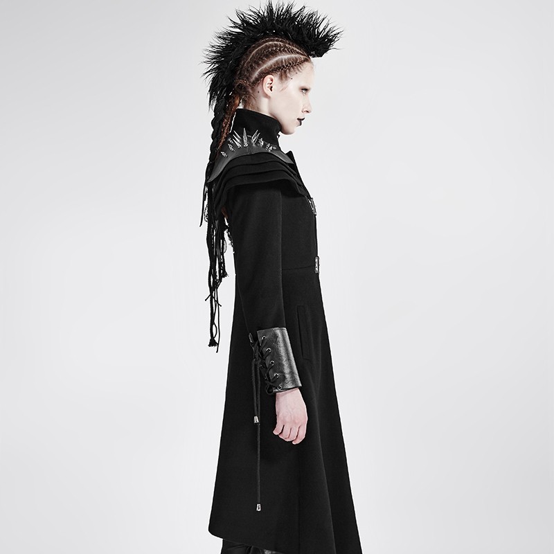 Punk Rock Autumn Winter Medium Long Gothic Windbreaker