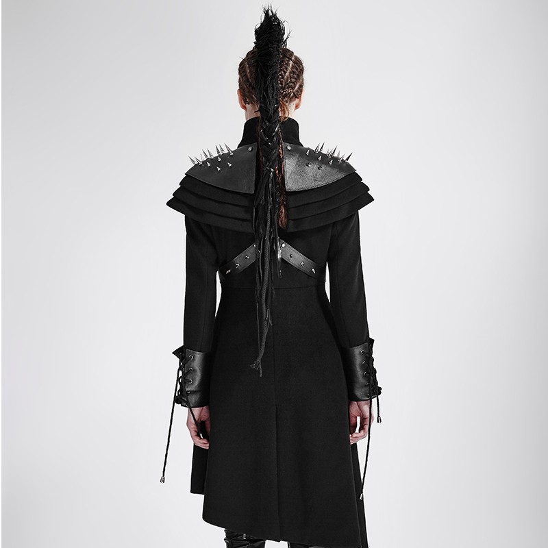 Punk Rock Autumn Winter Medium Long Gothic Windbreaker