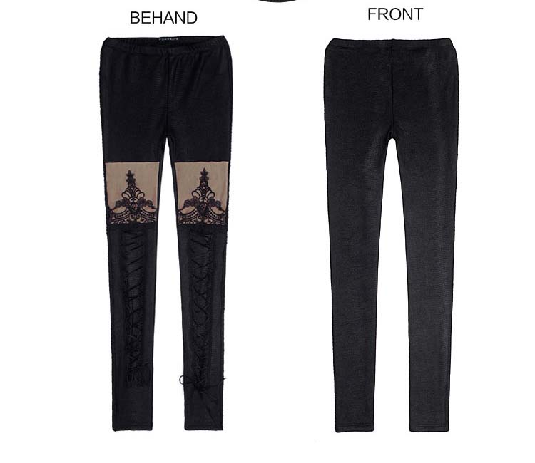 Black Hollow Lace Leggings