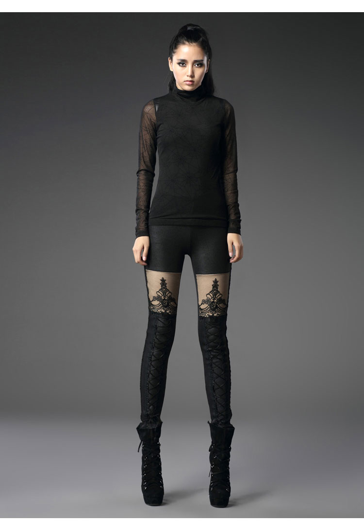 Black Hollow Lace Leggings