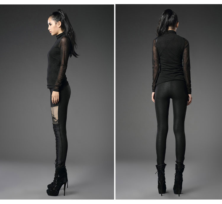 Black Hollow Lace Leggings