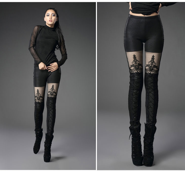 Black Hollow Lace Leggings