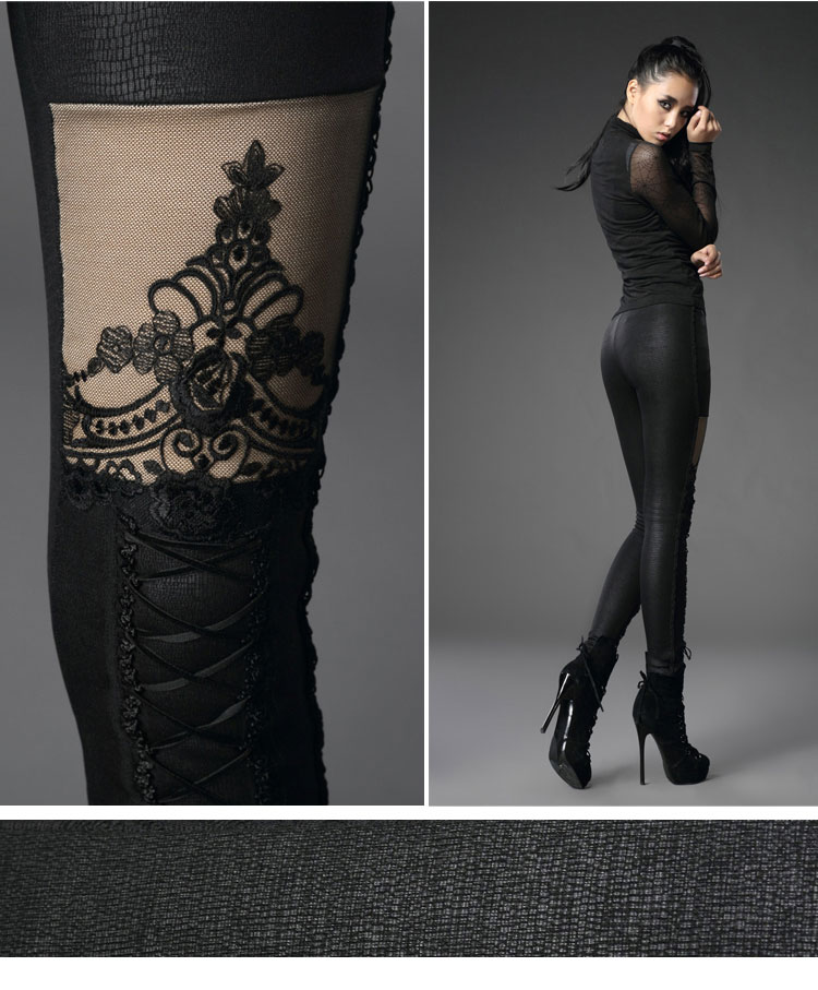 Black Hollow Lace Leggings