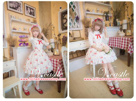 Chiffon Strawberry Meow Printing Lolita JSK