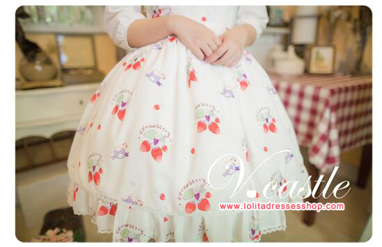 Chiffon Strawberry Meow Printing Lolita JSK