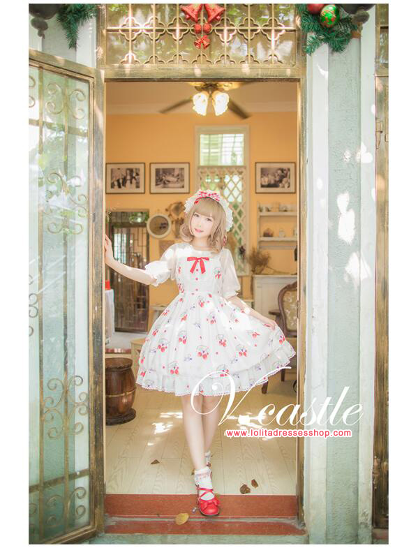 Chiffon Strawberry Meow Printing Lolita JSK