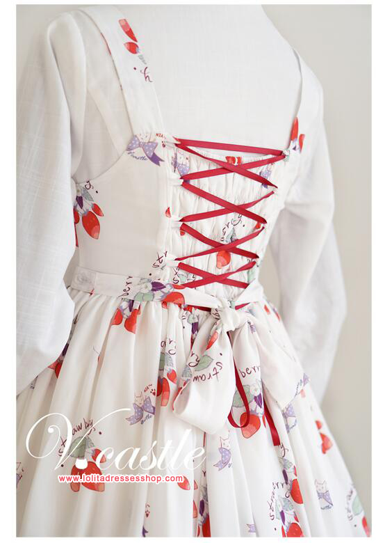 Chiffon Strawberry Meow Printing Lolita JSK