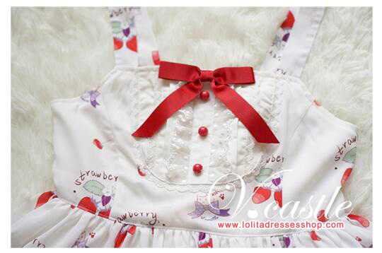 Chiffon Strawberry Meow Printing Lolita JSK