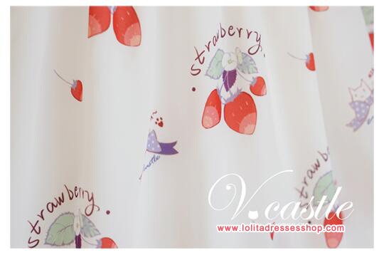 Chiffon Strawberry Meow Printing Lolita JSK