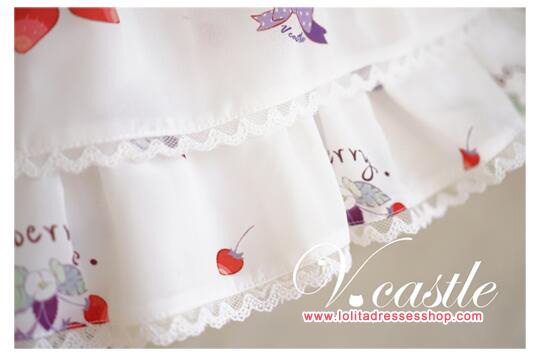 Chiffon Strawberry Meow Printing Lolita JSK