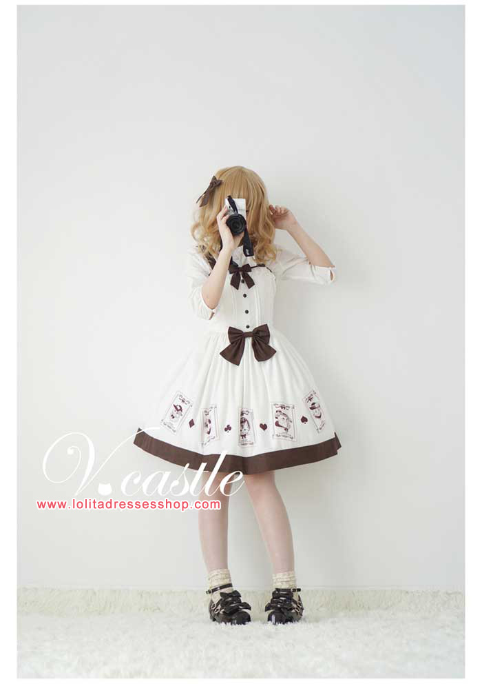 Poker Meow Printed Bow Lolita JSK--Out