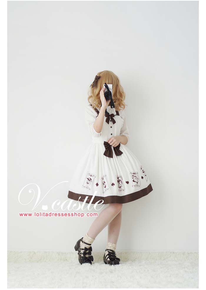 Poker Meow Printed Bow Lolita JSK--Out