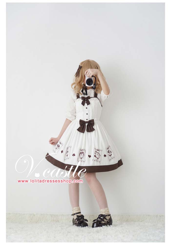 Poker Meow Printed Bow Lolita JSK--Out