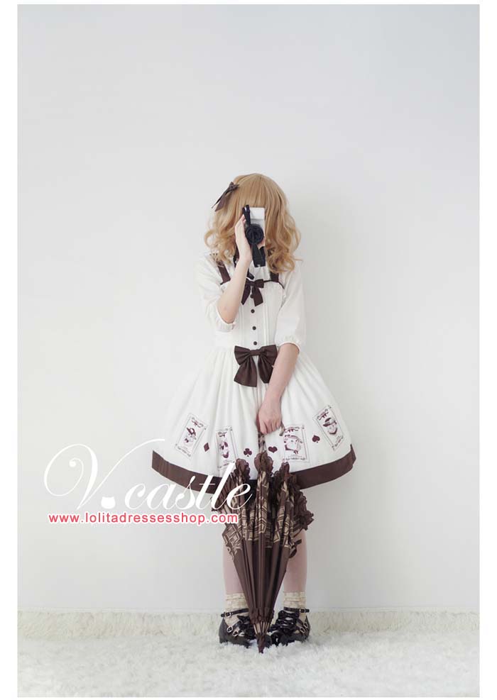 Poker Meow Printed Bow Lolita JSK--Out