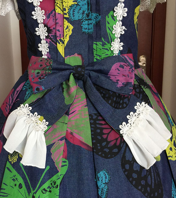 Vintage Spirit Princess Butterfly Dance Jean Printing Braces Lolita Dress