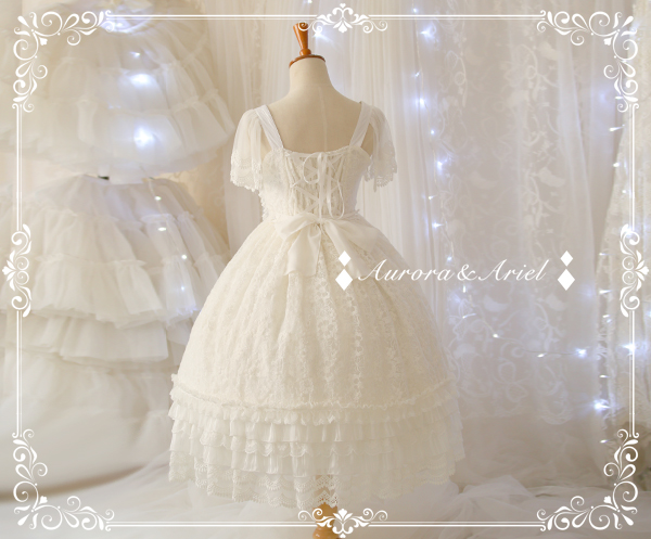 Solemn Pure White Embroidery Long Lolita JSK