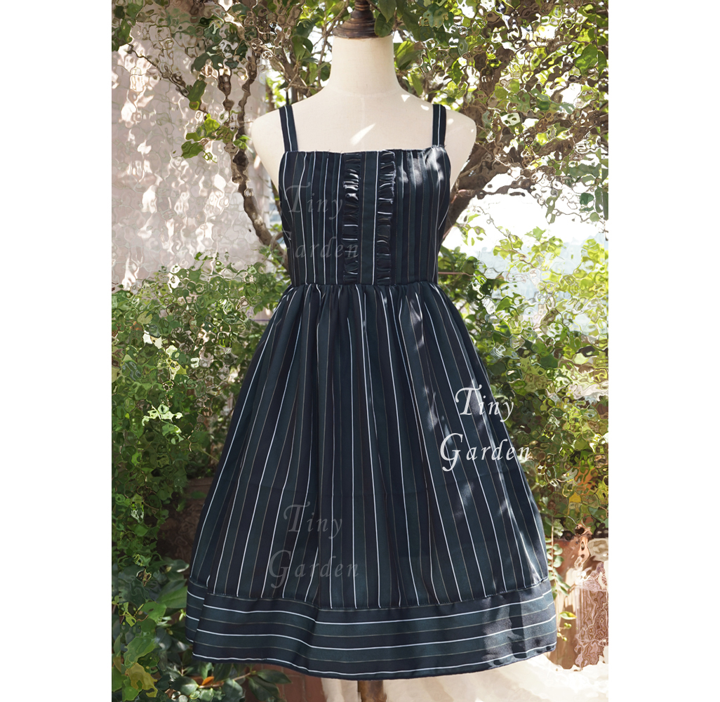 Vintage College Stripe Lolita Braces Lolita Dress