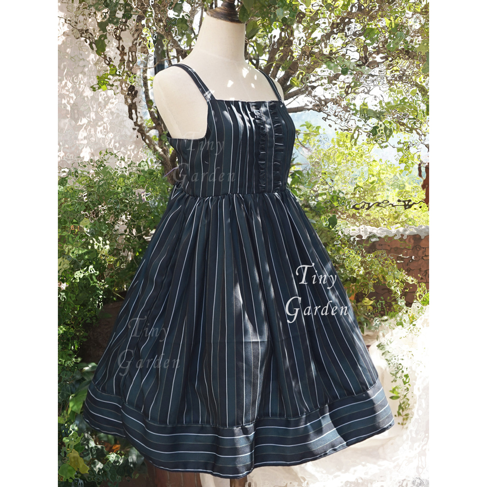 Vintage College Stripe Lolita Braces Lolita Dress