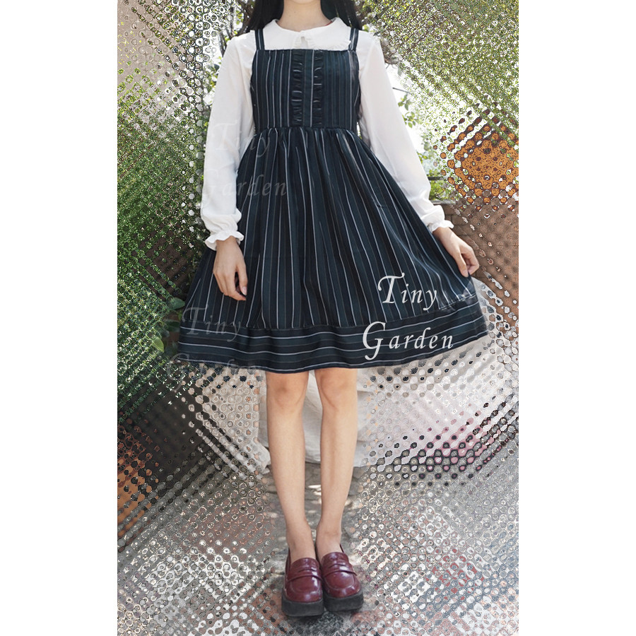 Vintage College Stripe Lolita Braces Lolita Dress