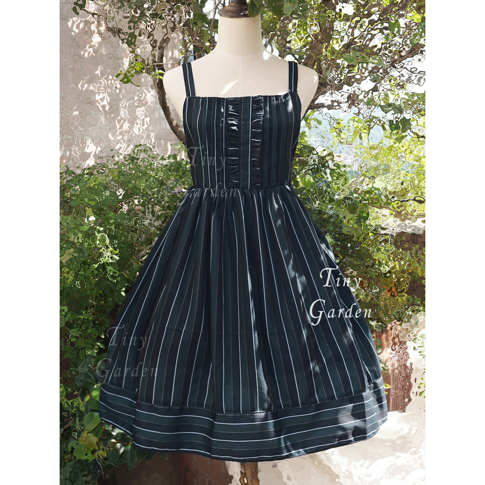 Vintage College Stripe Lolita Braces Lolita Dress