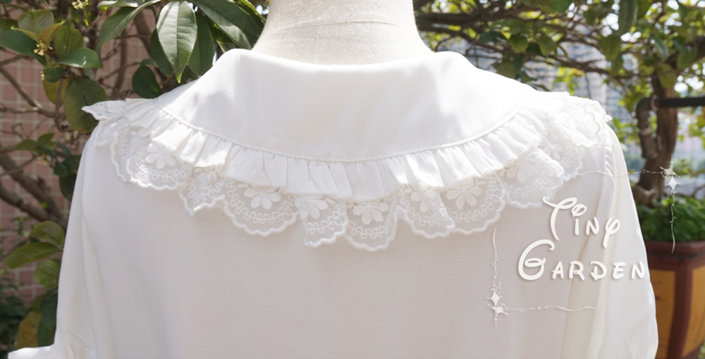 Chiffon Lace Lotus Leaf Doll Collar Short Sleeve Lolita Blouse