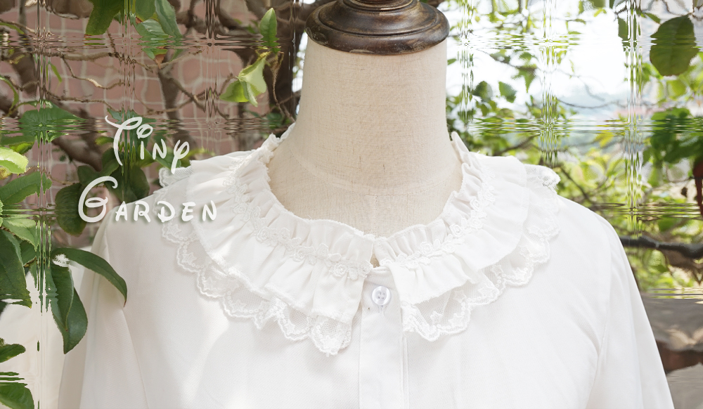 Chiffon Lace Double-deck Lotus Leaf Round Collar Short Sleeve Lolita Blouse