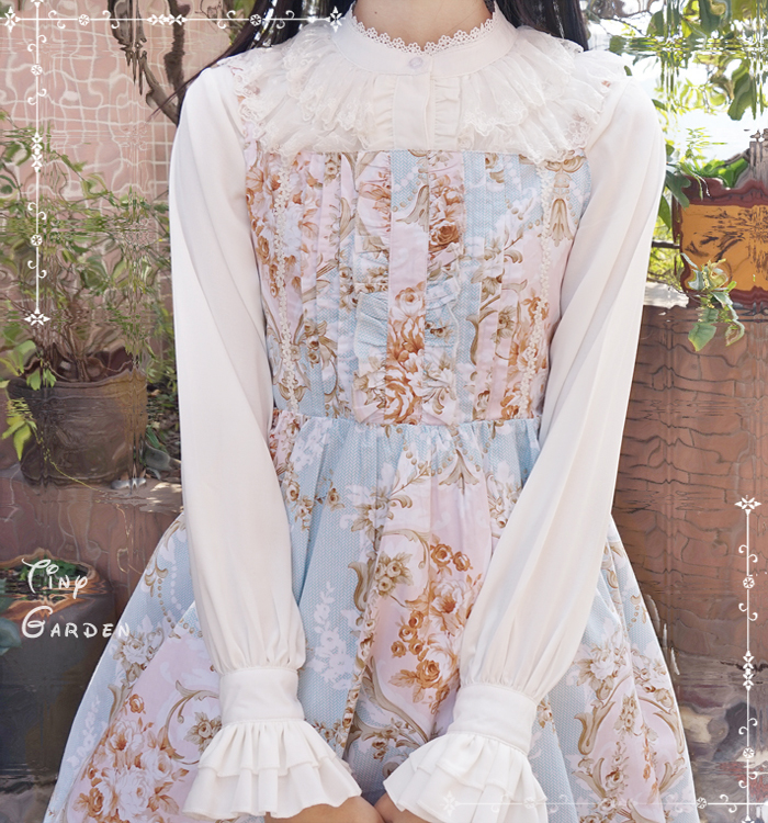 Chiffon Lace Double-deck Round Collar Long Sleeve Lolita Blouse