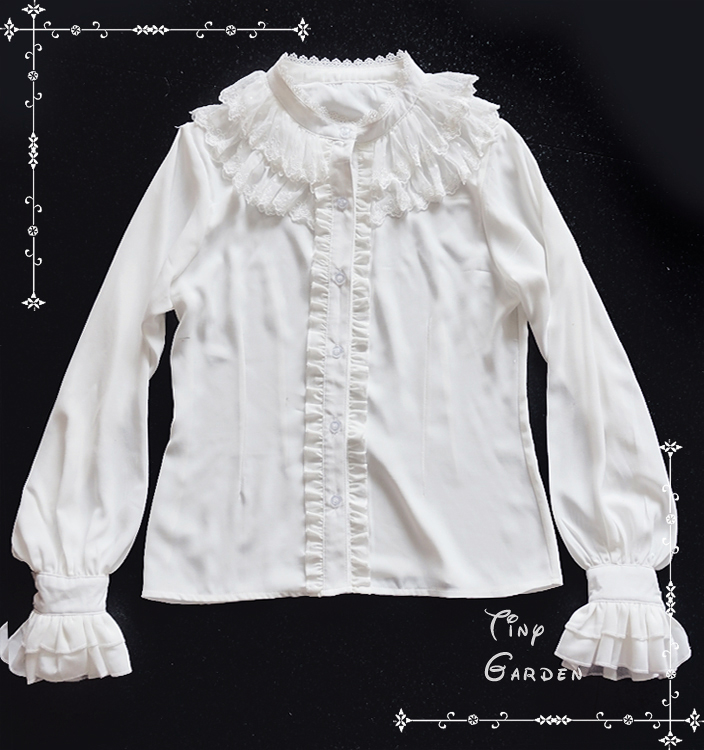 Chiffon Lace Double-deck Round Collar Long Sleeve Lolita Blouse