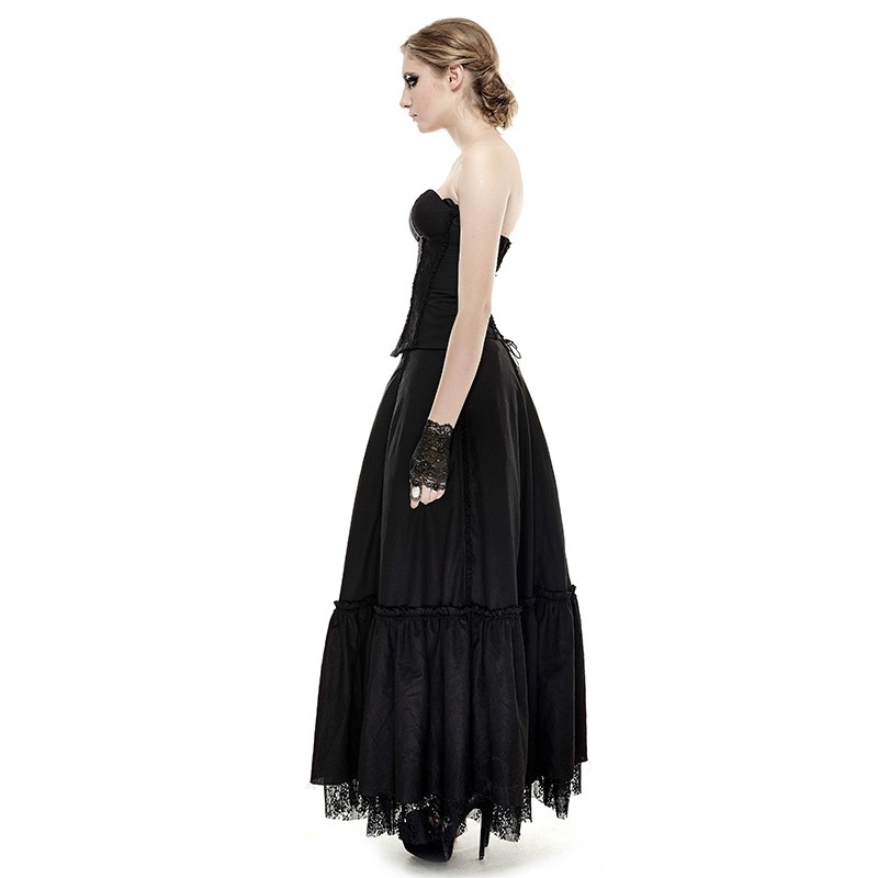 Black Lace Hem Gothic Dress