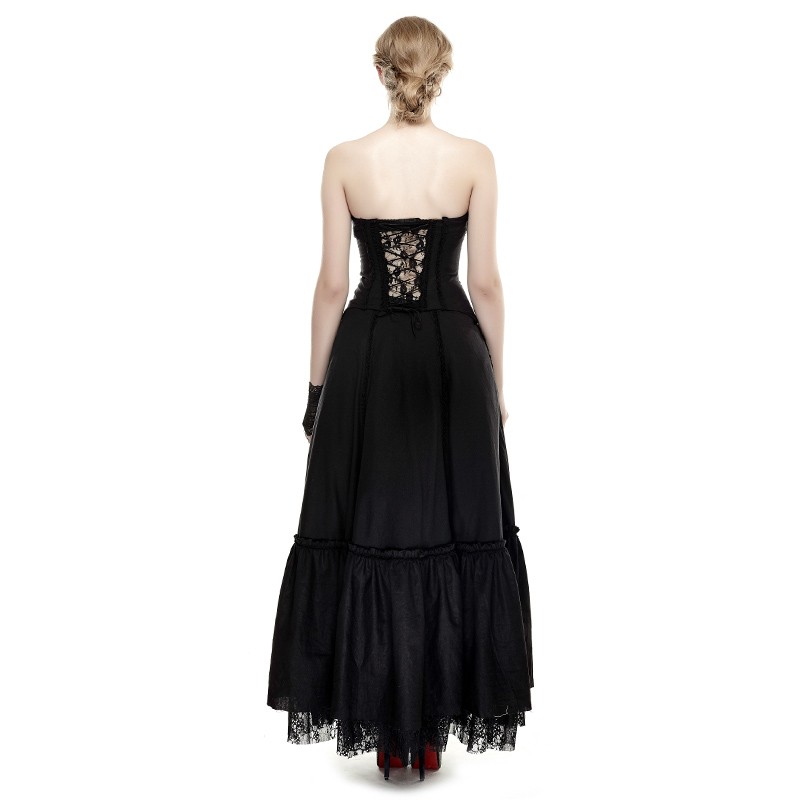 Black Lace Hem Gothic Dress