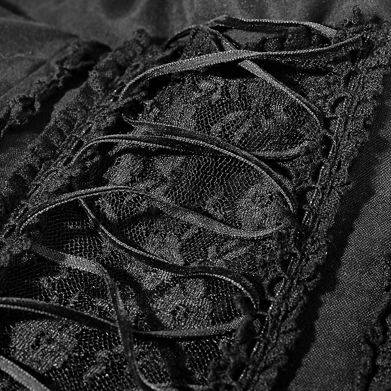 Black Lace Hem Gothic Dress