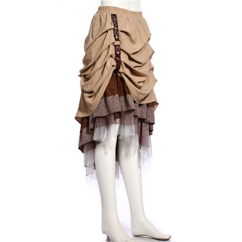 Brown Steampunk Irregular Long Skirt