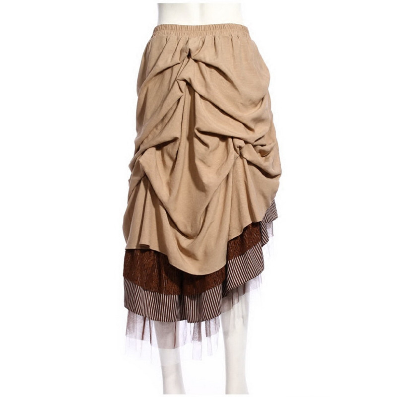 Brown Steampunk Irregular Long Skirt