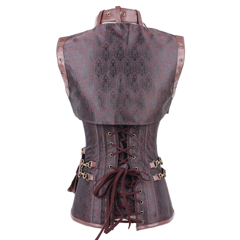 Brown Overbust Steampunk Corset With Jacket