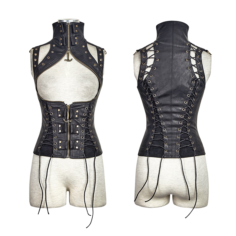 Steampunk Imitation Suede Slim Vest