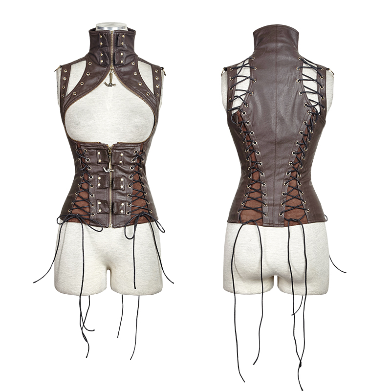 Steampunk Imitation Suede Slim Vest