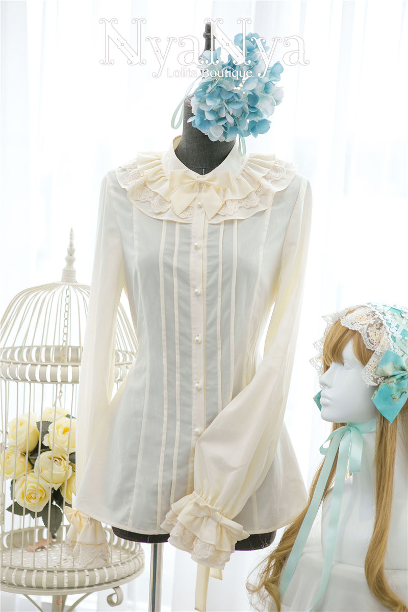 Chiffon Blooming Apricot Lantern Long Sleeves Lolita Blouse