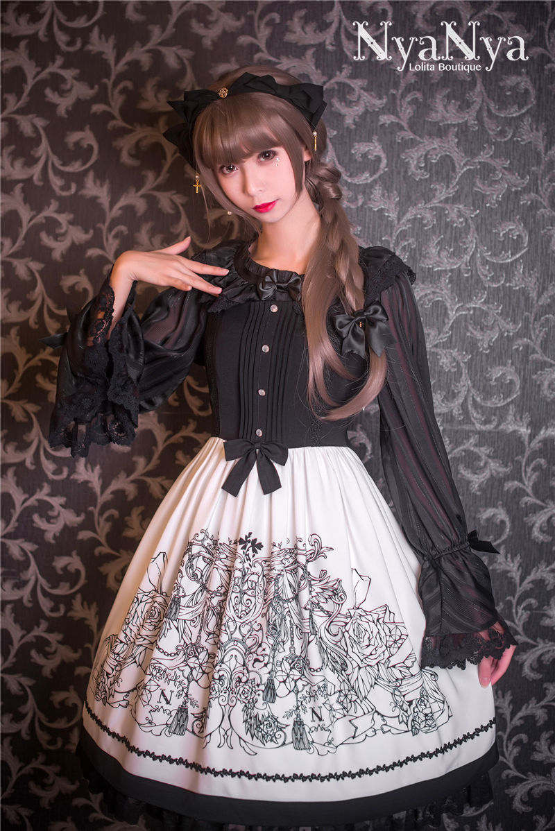 Rose Chandelier Printing Stitching Gothic Lolita JSK