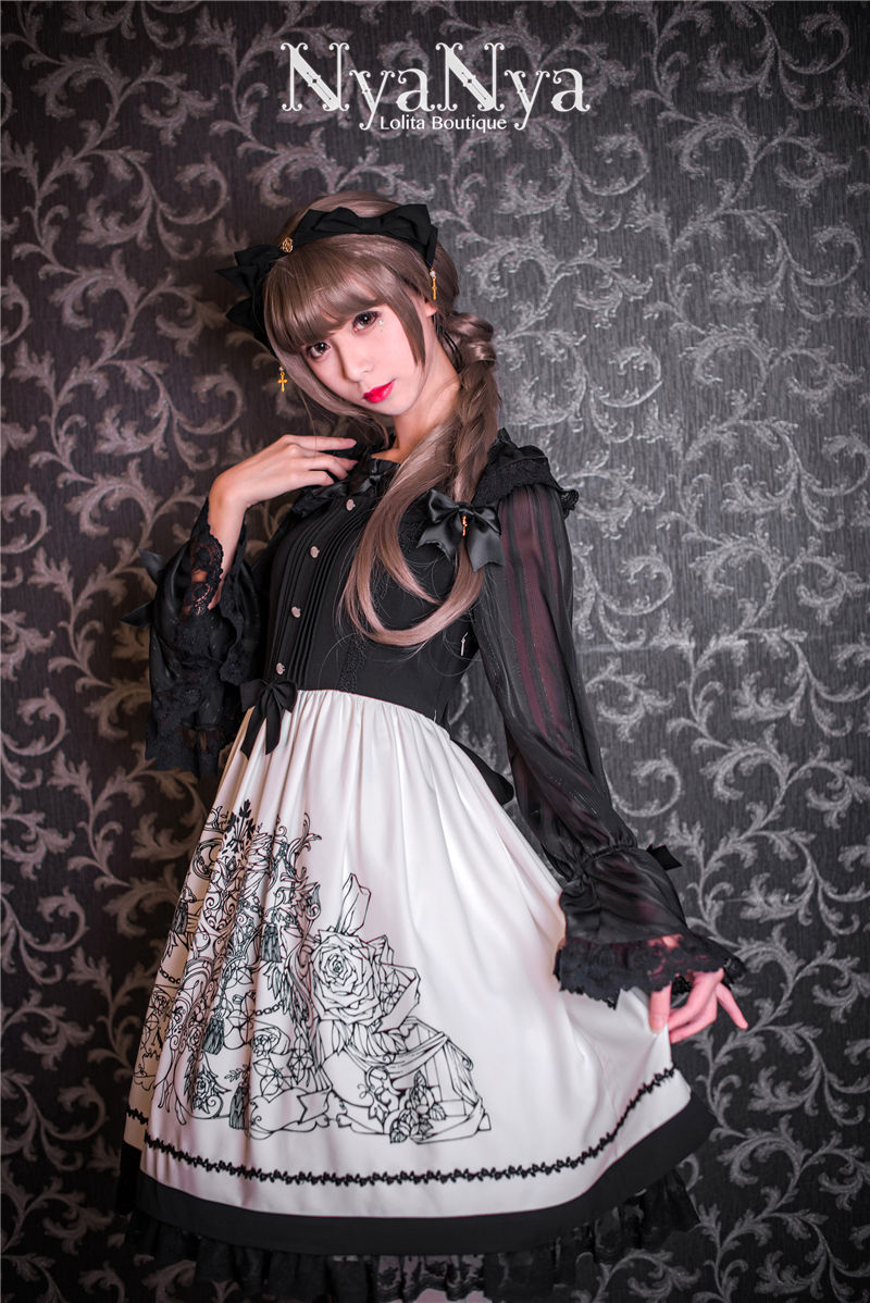 Rose Chandelier Printing Stitching Gothic Lolita JSK